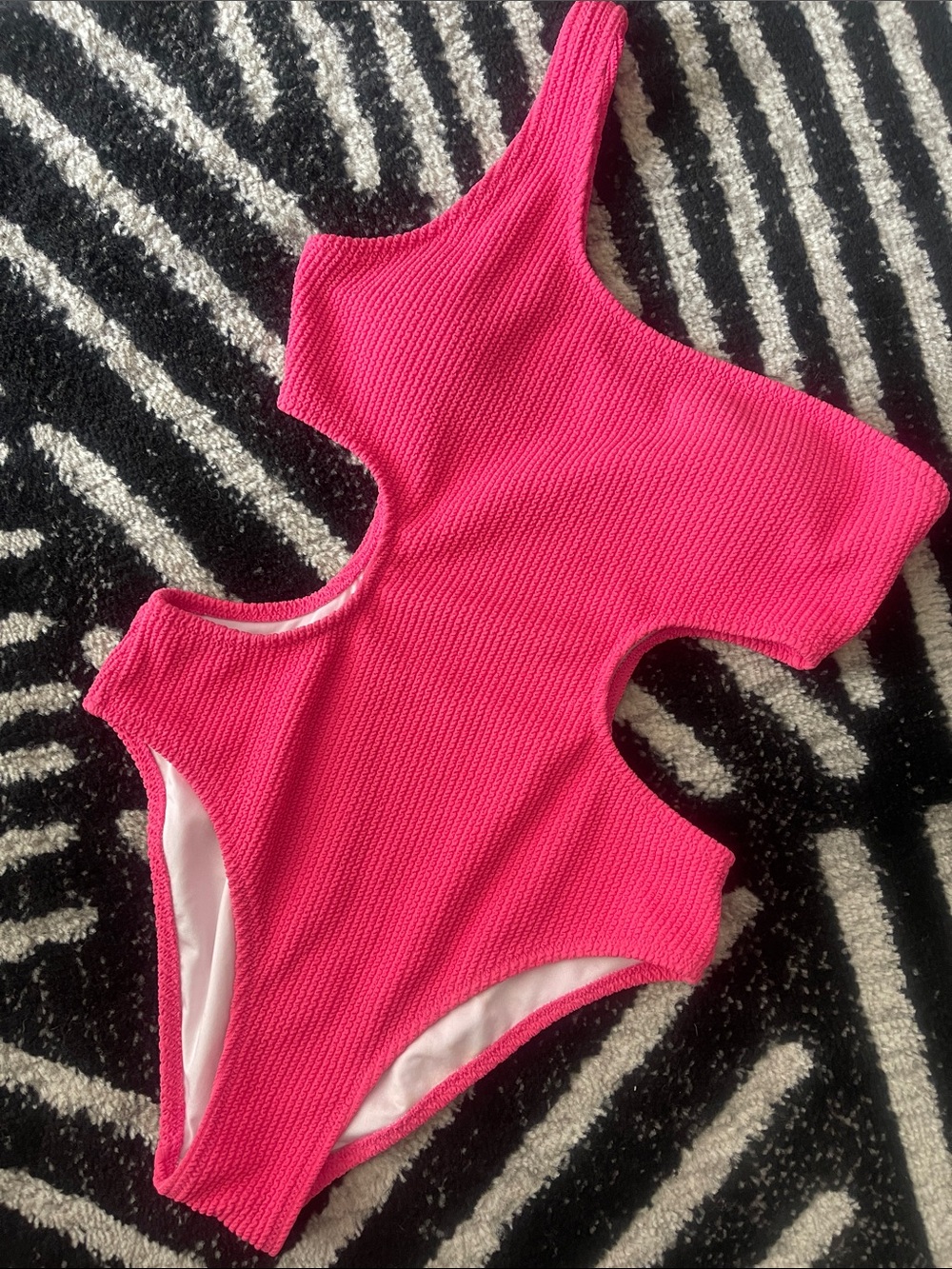 PINK Victoria's Secret Bright Hot Pink One-Piece Cutout Swimsuit